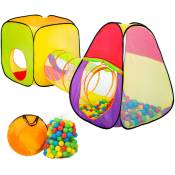 Tectake - Tente de jeux enfants avec Tunnel, Pyramide et 200 Balles - multicolore
