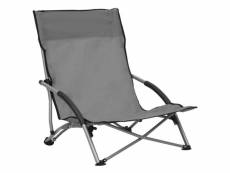 Vidaxl chaises de plage pliables 2 pcs gris tissu