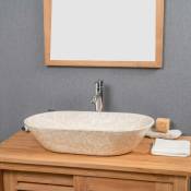 Wanda Collection - Vasque salle de bain en marbre Eve crème 60 cm - Crème