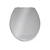 WENKO Abattant WC Prima, Abattant WC avec fixation acier inox, facile d'entretien, MDF, 37x41 cm, argent - Argent