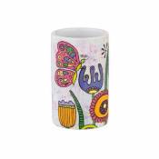 WENKO Gobelet de brosse à dents Rollin'Art Full Bloom, porte-brosse à dents en céramique de qualité imprimée avec motif champ de fleurs coloré,