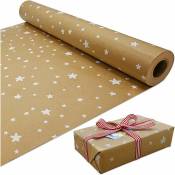 (1 m x 44 cm, étoile) Rouleau de 1 m de papier d'emballage kraft blanc pour arbre, cadeau écologique recyclable pour cadeau d'anniversaire,