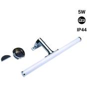 Applique led tubulaire pour miroir de salle de bains - 30cm - 5W - Blanc Neutre - Chromé - Chromé