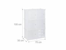 Armoire étagère système de rangement plastique avec 6 portes blanc helloshop26 13_0002583_2