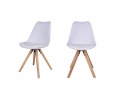 Bergen - lot de 2 chaises en simili et pieds en bois naturel - couleur - blanc