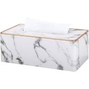 Boîte à mouchoirs rectangulaire en Cuir pu Support de boîte de Distributeur de mouchoirs en Papier (Motif en marbre Blanc) - Tigrezy