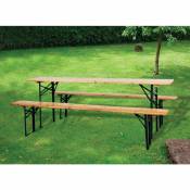Brasserie ensemble plateau de table en acier et bancs en bois pliants jardin exte'rieur de pique-nique