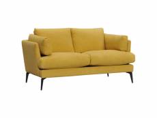 Canapé 2 places tissu chiné jaune et pieds métal