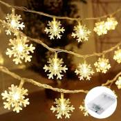 Ccykxa - Lumières de Noël, 6 m 40 led Guirlande Lumineuse Flocon de Neige, Lampes Décoratives Intérieur/Extérieur pour Sapin de Noël, Mariage