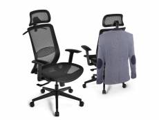 Chaise de bureau pivotant en maille avec renfort lombaire appui-tête dossier inclinable et cintre charge max 110 kg noir