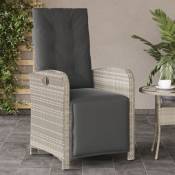 Chaise inclinable de jardin avec repose-pied gris clair