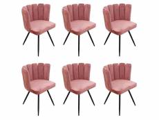 Charlotte - lot de 6 chaises velours rose
