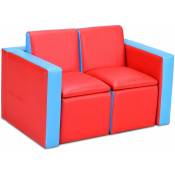 Costway - Sofa Enfant canapé lit enfant Ensemble table et chaise Enfants Transformable avec Espace de Stockage Rouge et Bleu