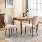 Ensemble de 2 chaises de salle à manger, chaises rembourrées avec dossier de chaise décoré de clous en cuivre, chaise de salle à manger vintage,