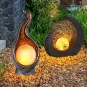 Ensemble de 2 luminaires extérieurs led chemin jardin décoration flamme lune or argent brun noir