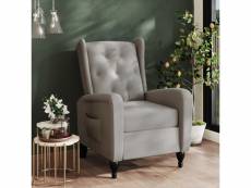 Fauteuil inclinable gris clair velours