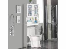 Giantex meuble dessus toilette wc meuble de salle de bain avec 2 portes étagère de salle de bain armoire de toilettes wc blanche