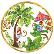 Grande assiette plate en mélamine décorée de singes de Bali Ø 28 cm