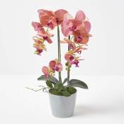 HOMESCAPES Orchidée artificielle orange en pot en