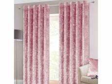 Homescapes rideaux à oeillets en velours martelé épais rose poudré, 228 x 167 cm SF2076H