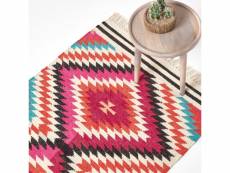 Homescapes tapis kilim en laine à motif géométrique multicolore - manila - 90 x 150 cm RU1291B