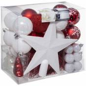 Kit de décoration pour sapin de Noël - 44 Pièces - Longueur 24 cm x largeur 13 cm x Hauteur 22 cm - Rouge