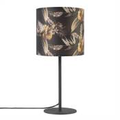 Lampe à Poser Bureau Applique Abat-Jour Tissu Chevet E14 Fleurs Jungle Déco Lampe de table - Noir, Design 6 (Ø18 cm) - Paco Home