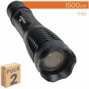 Lampe de poche led Police Zoom 1500LM IP65 + 5 Accessoires Pack 2 pcs. - Pack 2 pcs.