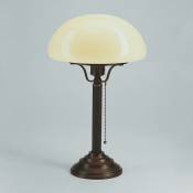 Lampe de table 43 cm E27 Crème Verre Laiton massif Art Nouveau Lampe de chevet - Laiton antique, crème