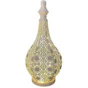 Lampe de Table en MéTal de Style Marocain Lampe Sans Fil à Piles avec Ampoule de Guirlande Lumineuse pour NoëL Maison Salon a