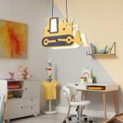 Lampe suspendue au plafond pour enfants pelle sur chenilles pour garçons lampe à pendule noir jaune