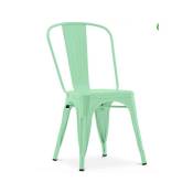 Les Tendances - Chaise métal brillant vert pale Industriel