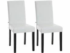 Lot de 2 chaises de salle à manger ina similicuir avec pieds en bois , blanc /noir