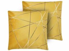 Lot de 2 coussins en velours jaune à motif géométrique 45 x 45 cm pinus 290448