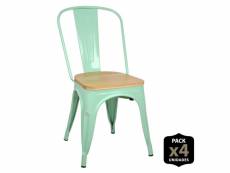 Lot de 4 chaises industriels tulio assise bois - 46x52x85cm. - vert PACK4-RF9008M-VM