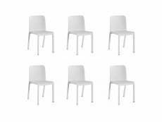 Lot de 6 chaises de jardin empilables en résine coloris blanc - longueur 48 x profondeur 53 x hauteur 80 cm