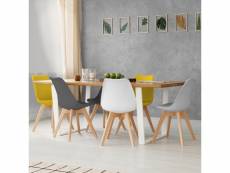Lot de 6 chaises scandinaves sara mix color gris clair, blanc, gris foncé x2, jaune x2