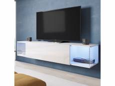 Meuble tv suspendu blanc design 160 cm à led loop