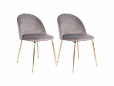 Meyrin - lot de 2 chaises velours gris et pieds métal doré