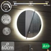 Miroir de salle de bain Touch rond avec led Light 3 Mode de lumière Couleur : ø 60