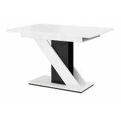 Mobilier1 - Table Goodyear 105, Blanc brillant + Noir brillant, 76x80x120cm, Allongement, Stratifié - Blanc brillant + Noir brillant