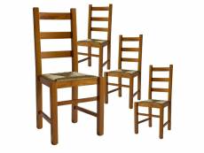 Orta - lot de 4 chaises teinté chêne et assises en paille