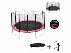 Pack premium trampoline 370cm réversible rose - gris