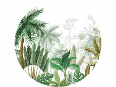 Papier peint panoramique rond adhésif feuilles tropicales vert jungle - 601146 - ø 140 cm 601146