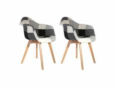 Paris prix - lot de 2 fauteuils "patchwork" 86cm gris
