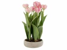 Paris prix - plante artificielle en pot "tulipes" 46cm rose