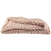 Plaid grosse maille chunky - Rose