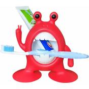 Porte-brosse à dents pour enfants, ensemble de porte-brosse à dents avec ventouse pour bébés garons et filles, rangement de salle de bain, rouge