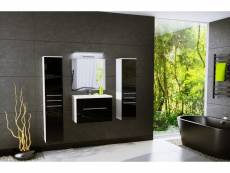 Salle de bain aquatic - 4 éléments -noir laqué et blanc mat