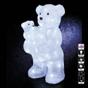 Sans Marque Maman + bébé ours lumineux 56 LED - Blanc froid
